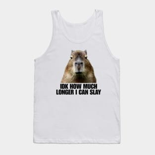 Idk How Much Longer I Can Slay Capybara Sarcastic Dank Meme Shirt Edgy Meme Quote Funny Meme Tank Top